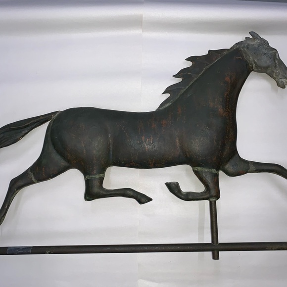 ANTIQUE Ethan Allen running horse HAND HAMMERED COPPER weathervane w/stand - Picture 3 of 16